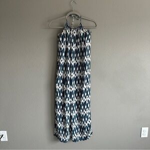 J. Crew Blue and White Print Halter Maxi Dress Small